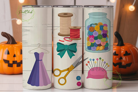 Sewing Crafting Time 20oz Tumbler Wrap Sublimation PixelChick 