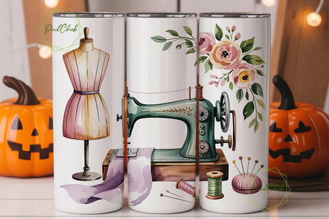 Sewing Floral Tumbler Wrap PNG Sublimation PixelChick 
