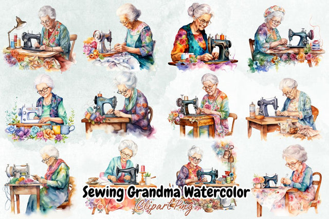 Sewing Grandma Watercolor Sublimation Bundle Sublimation Designangry 