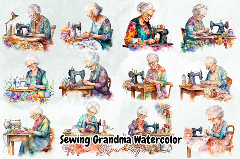 Sewing Grandma Watercolor Sublimation Bundle Sublimation Designangry 