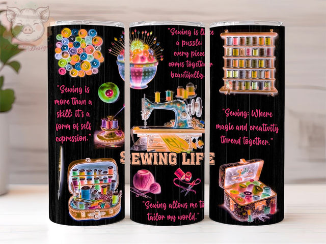 Sewing life 20oz Skinny Tumbler Sublimation Designs, Mom tumbler, sewing 20oz Tumbler Png, Sublimation Design, Digital, Digital Download PNG Sublimation Lara' s Designs 