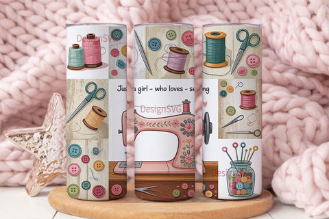 Sewing Love 20oz Tumbler Wrap Sublimation DesignSVG 