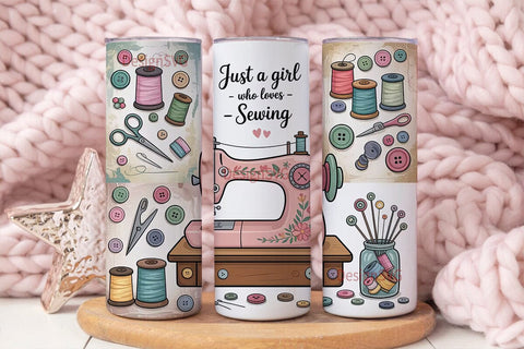 Sewing Love 20oz Tumbler Wrap Sublimation DesignSVG 