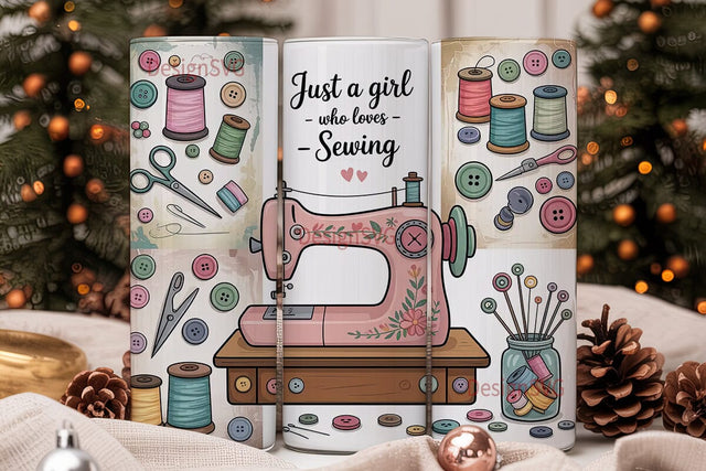 Sewing Love 20oz Tumbler Wrap Sublimation DesignSVG 