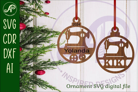 Sewing machine Christmas Ornament SVG laser cut SVG APInspireddesigns 