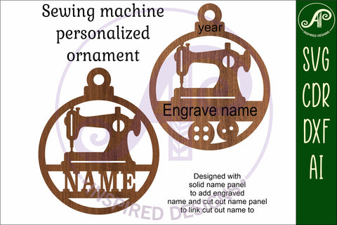 Sewing machine Christmas Ornament SVG laser cut SVG APInspireddesigns 