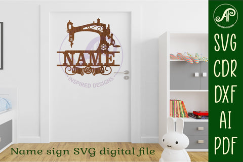 Sewing machine name sign svg laser cut file SVG APInspireddesigns 
