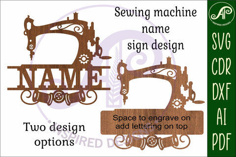 Sewing machine name sign svg laser cut file SVG APInspireddesigns 