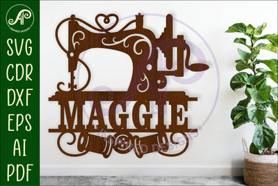 Sewing machine name wall art sign, SVG file SVG APInspireddesigns 