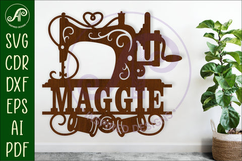 Sewing machine name wall art sign, SVG file SVG APInspireddesigns 