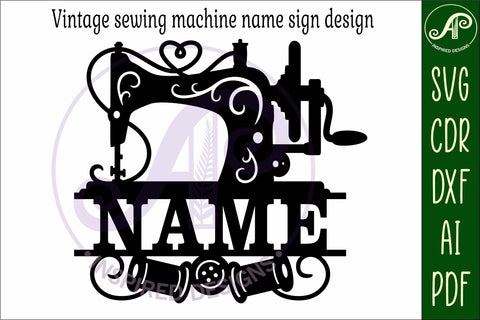 Sewing machine name wall art sign, SVG file SVG APInspireddesigns 