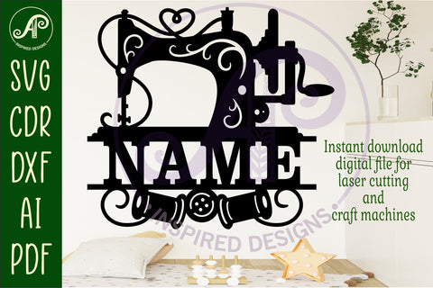 Sewing machine name wall art sign, SVG file SVG APInspireddesigns 