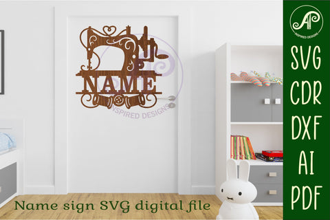 Sewing machine name wall art sign, SVG file SVG APInspireddesigns 
