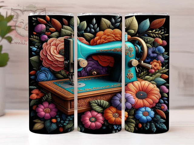 Sewing Machine Quilting Tumbler Wrap, Embroidery Art Mug, Quilting Lover Cup, Vintage Sewing Wrap, Handmade Craft Design, Seamstress Gift, Sublimation Tumbler Wrap Sublimation Lara' s Designs 