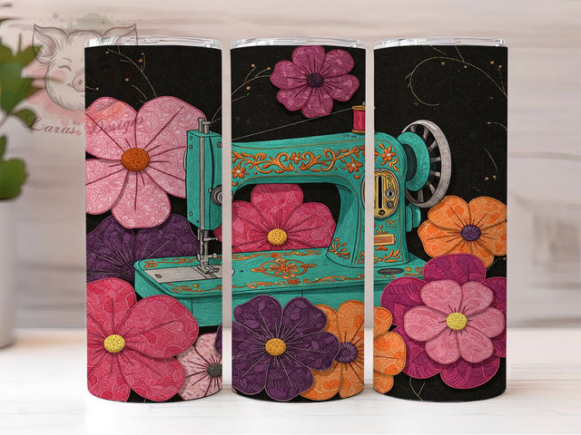 Sewing Machine Quilting Tumbler Wrap, Embroidery Art Mug, Quilting Lover Cup, Vintage Sewing Wrap, Handmade Craft Design, Seamstress Gift, Sublimation Tumbler Wrap Sublimation Lara' s Designs 
