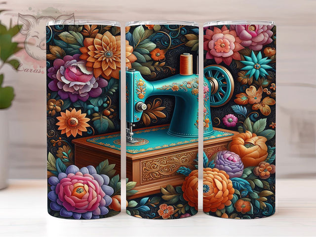 Sewing Machine Quilting Tumbler Wrap, Embroidery Art Mug, Quilting Lover Cup, Vintage Sewing Wrap, Handmade Craft Design, Seamstress Gift, Sublimation Tumbler Wrap Sublimation Lara' s Designs 