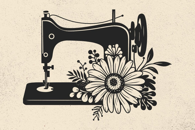 Sewing machine svg, Floral Svg, Sewing clipart, Sewing cut file, Sewing svg files, Daisy Svg, Leaf Svg, Botanical svg SVG DesignDestine 
