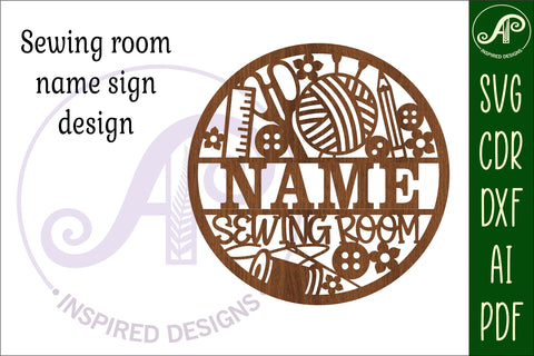 Sewing room name sign svg laser cut template SVG APInspireddesigns 