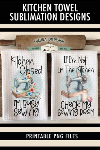 Sewing Room Sewing Machine Kitchen Towel Sublimation Designs Sublimation Ewe-N-Me Designs 