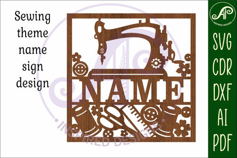 Sewing square name sign svg laser SVG APInspireddesigns 