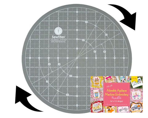SewTites Sew Magnetic 11" Rotating Self Healing Cutting Mat, 6.5" Ruler, 6 Boosters and Design Pack Bundle Physical SewTites 