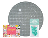 SewTites Sew Magnetic 11" Rotating Self-Healing Cutting Mat + Boosters 6-Pack Bundle with Free Embroidery & Applique Design Bundle
