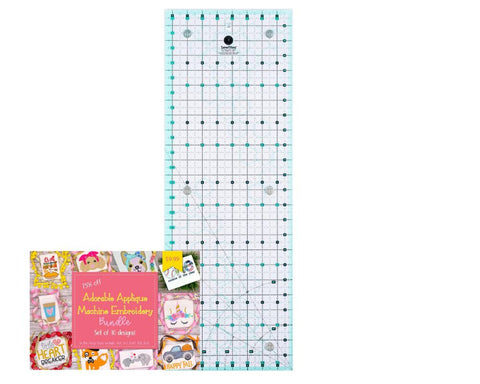 SewTites Sew Magnetic 8.5" x 24" Ruler with Embroidery & Applique Design Pack Physical SewTites 