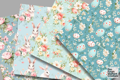 Shabby Chic Easter Digital Paper | Spring Pastel Eggs Digital Pattern Fine Purple Elephant Creations 