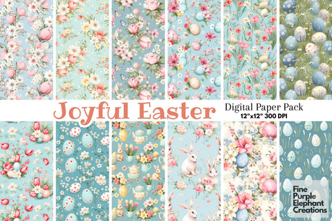 Shabby Chic Easter Digital Paper | Spring Pastel Eggs Digital Pattern Fine Purple Elephant Creations 