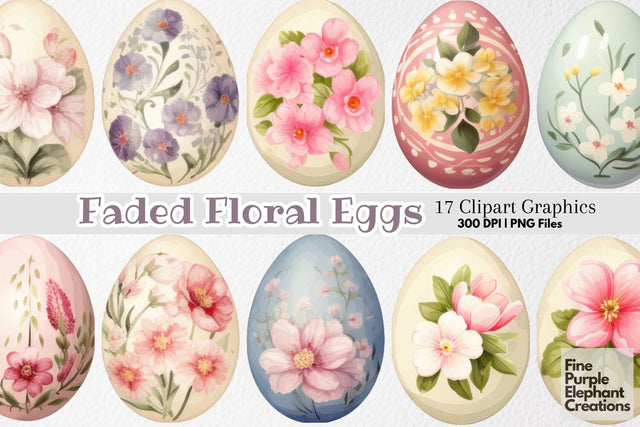 Shabby Chic Easter Eggs PNG Clipart | Die Cut Printable Sublimation Fine Purple Elephant Creations 