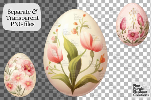 Shabby Chic Easter Eggs PNG Clipart | Die Cut Printable Sublimation Fine Purple Elephant Creations 