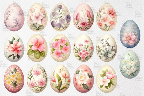 Shabby Chic Easter Eggs PNG Clipart | Die Cut Printable Sublimation Fine Purple Elephant Creations 