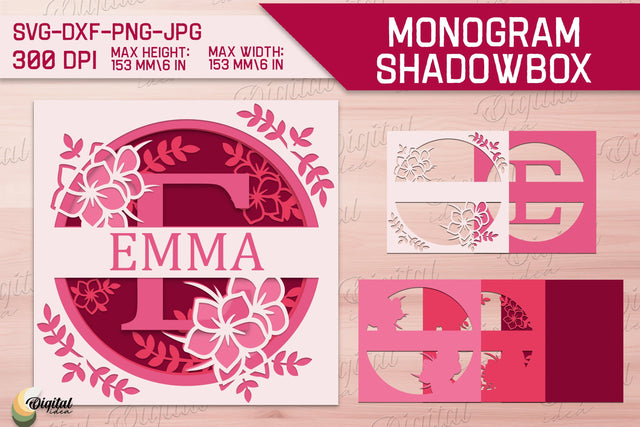 Shadow Box Alphabet. 3D Floral. Layered Light Box Monogram 3D Paper Evgenyia Guschina 