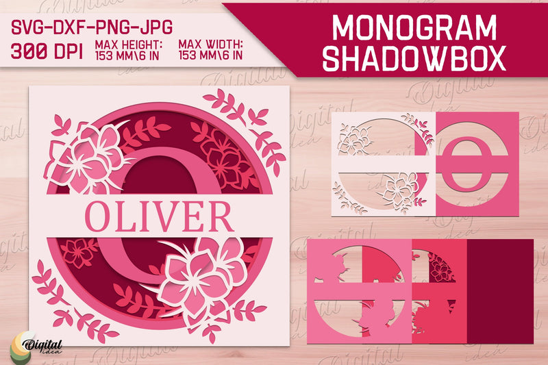 Shadow Box Alphabet. 3D Floral. Layered Light Box Monogram 3D Paper Evgenyia Guschina 