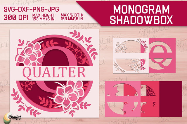 Shadow Box Alphabet. 3D Floral. Layered Light Box Monogram 3D Paper Evgenyia Guschina 