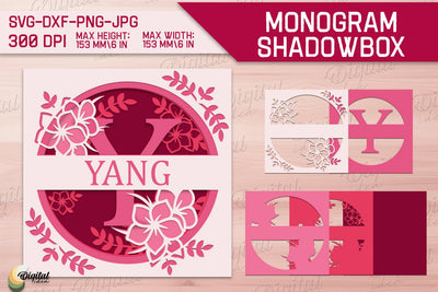 Shadow Box Alphabet. 3D Floral. Layered Light Box Monogram 3D Paper Evgenyia Guschina 