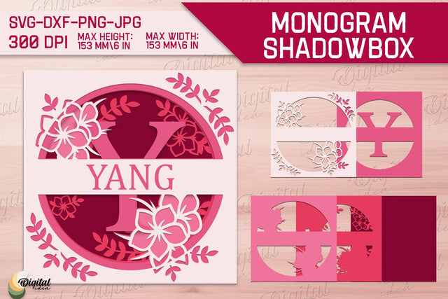 Shadow Box Alphabet. 3D Floral. Layered Light Box Monogram 3D Paper Evgenyia Guschina 