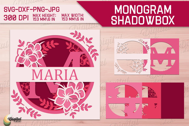 Shadow Box Alphabet. 3D Floral. Layered Light Box Monogram 3D Paper Evgenyia Guschina 