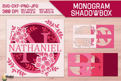 Shadow Box Alphabet. 3D Floral. Layered Light Box Monogram 3D Paper Evgenyia Guschina 