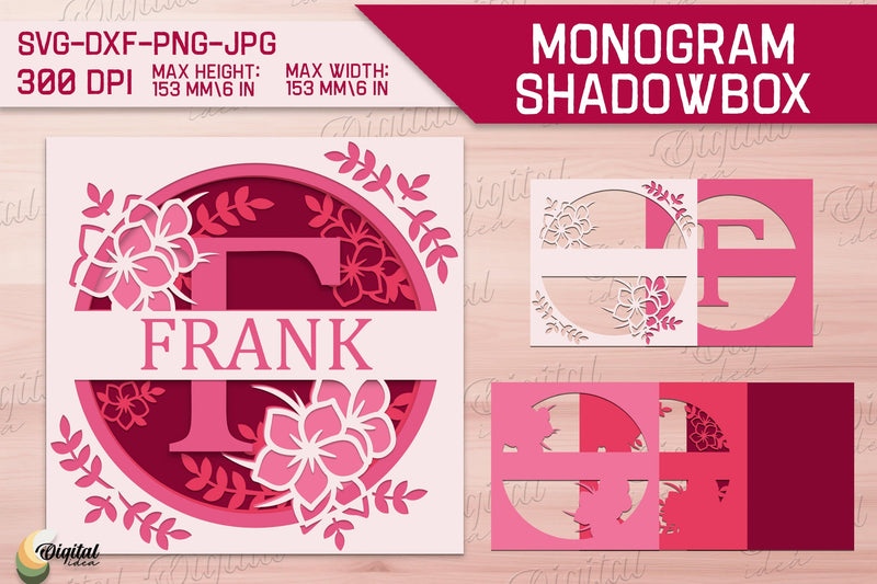 Shadow Box Alphabet. 3D Floral. Layered Light Box Monogram 3D Paper Evgenyia Guschina 