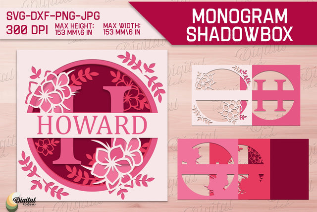 Shadow Box Alphabet. 3D Floral. Layered Light Box Monogram 3D Paper Evgenyia Guschina 