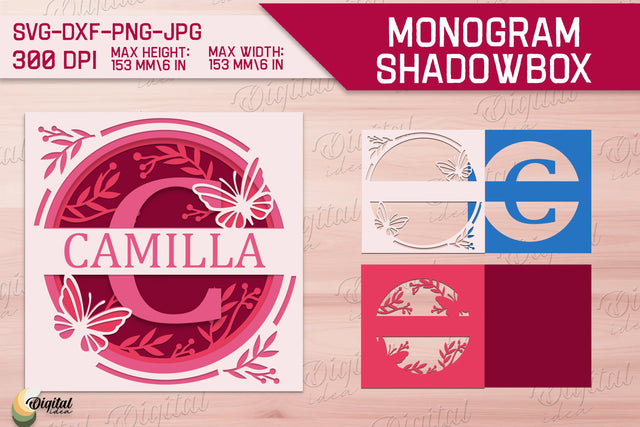 Shadow Box Alphabet. Letter C. Personalized Paper Monogram 3D Paper Evgenyia Guschina 