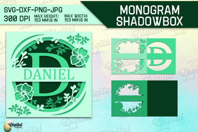Shadow Box Alphabet. Letter D. Personalized Paper Monogram 3D Paper Evgenyia Guschina 