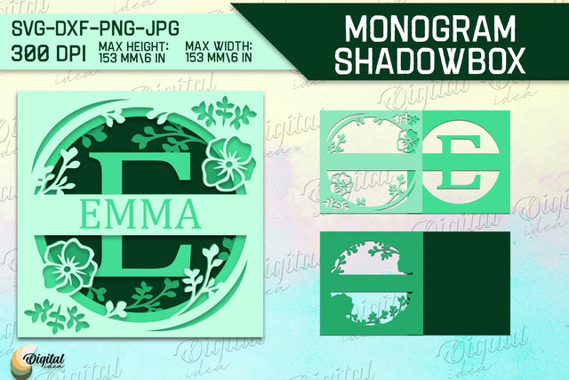 Shadow Box Alphabet. Letter E. Personalized Paper Monogram 3D Paper Evgenyia Guschina 