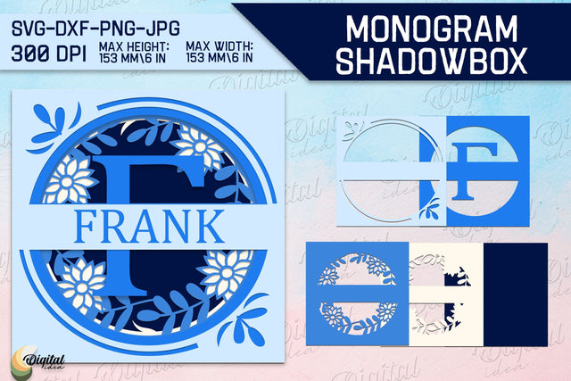 Shadow Box Alphabet. Letter F. Personalized Monogram Paper 3D Paper Evgenyia Guschina 