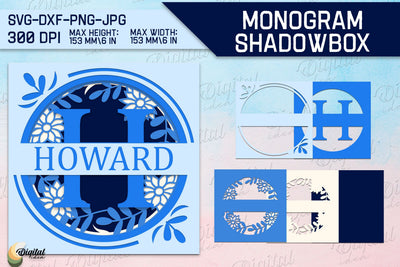 Shadow Box Alphabet. Letter H. Personalized Monogram Paper 3D Paper Evgenyia Guschina 
