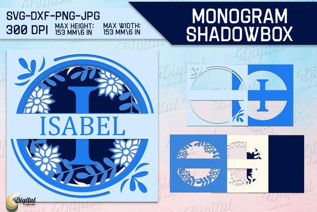 Shadow Box Alphabet. Letter i. Personalized Monogram Paper 3D Paper Evgenyia Guschina 