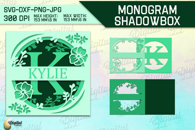 Shadow Box Alphabet. Letter K. Personalized Paper Monogram 3D Paper Evgenyia Guschina 