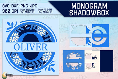 Shadow Box Alphabet. Letter O. Personalized Monogram Paper SVG Evgenyia Guschina 