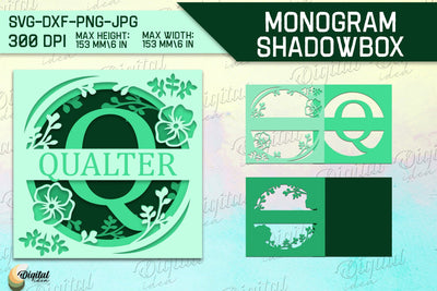 Shadow Box Alphabet. Letter Q. Personalized Paper Monogram 3D Paper Evgenyia Guschina 